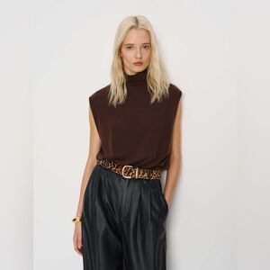 Reformation Brown Sleeveless Turtleneck Bodysuit